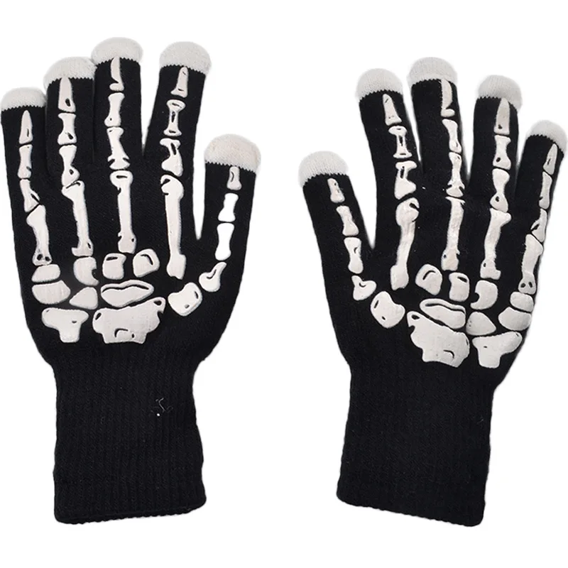 Перчатки со светодиодной подсветкой мигающие скелетом светящиеся светильник