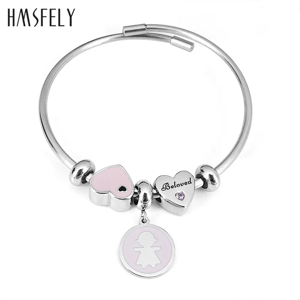 Женский браслет из нержавеющей стали HMSFELY 316L Регулируемый Браслет манжета