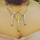 Пользовательские четыре стороны гравировка имя ожерелья для женщин из нержавеющей стали золотой кулон персонализированные квадратные бар ожерелье ювелирные изделия подарок