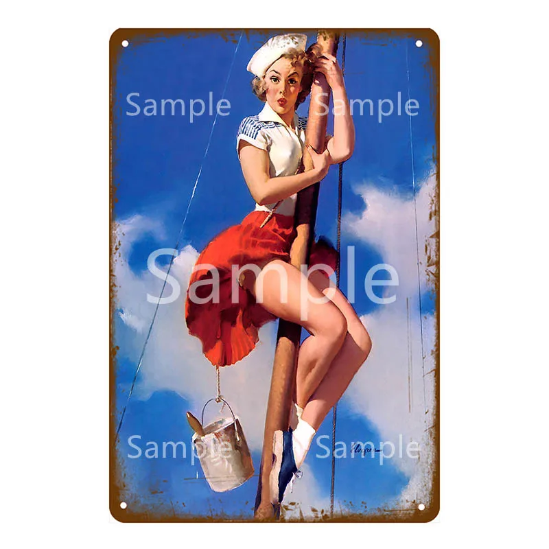 Красивый плакат Винтаж с морячкой-красавицей на металлической табличке для бара, кафе, украшения паба, ретро стены, декоративного домашнего декора YL069