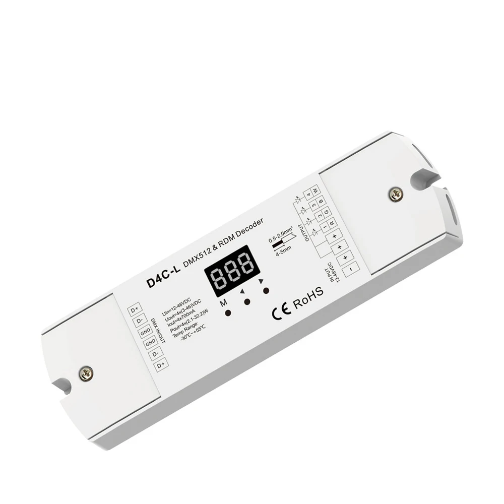 4CH постоянный ток DMX512 и RDM декодер 350mA/700mA D4C L RGB/RGBW ШИМ Текущий приемник Цифровой