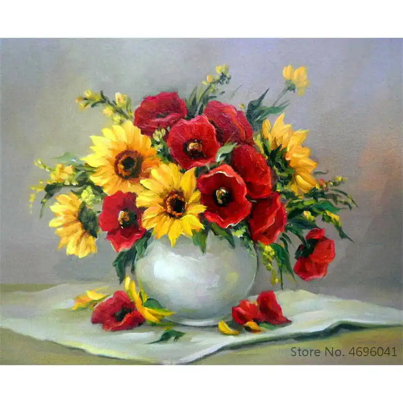 Картина по номерам рамки Раскраска домашний декор картины цветы ваза украшения