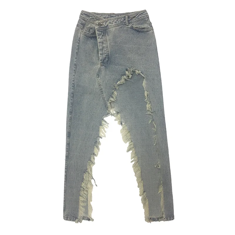 

QING MO Women Personality Skirt 2020 Newest Women Denim Skirt Female High Waisted Irregular Skirt Casual ZQY3894