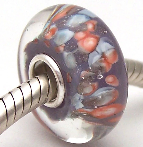 

PJG1825 100% S925 Sterling Silver Beads Murano Glass beads Fit European Charms Bracelet charms diy jewelry Lampwork GlassBeads