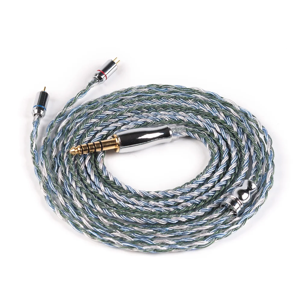 2pin 4.4mm Yinyoo 16 ядра Модернизированный посеребренный Медь кабель 2,5/3,5/4,4 мм с MMCX/2pin/QDC TFZ разъем для KZ ZS10 proZSX BLON BL-03 - Цвет: 2pin 4.4mm