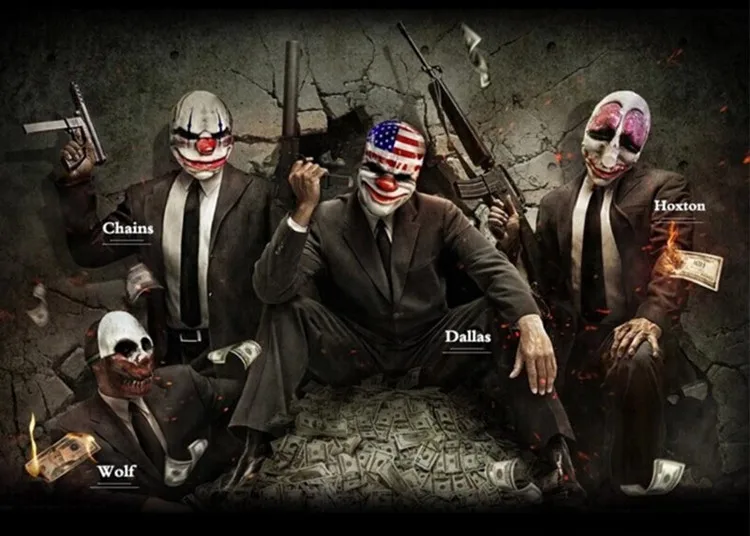 Вечерние маскарадные маски Забавный пугающий клоун из ПВХ маска Payday 2 Хэллоуин ужасная маска фестиваль Косплей Костюм тушь для вечеринок карнавал