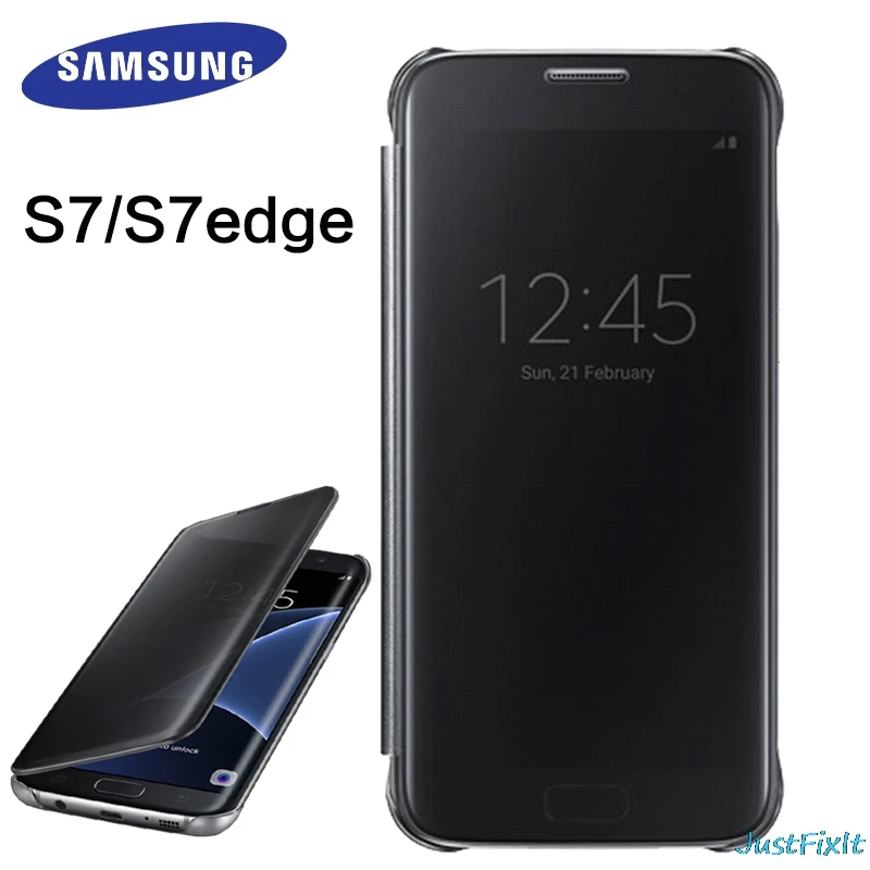 100% Оригинальный чехол для Samsung Galaxy S7 G930F зеркальный прозрачный умный
