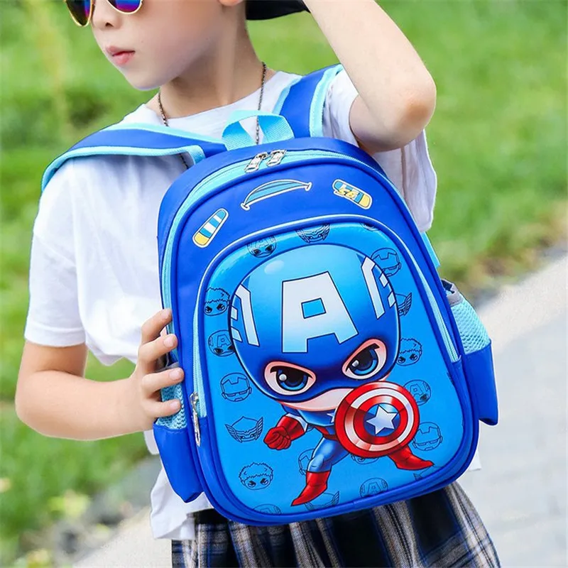 Disney Children Backpack Cartoon Kids Walking Cars Bag Captain America Schoolbag Creative Gift