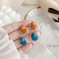2021 wholesale new korean earrings simple wild cross disc earrings net red temperament hong kong style girl earrings