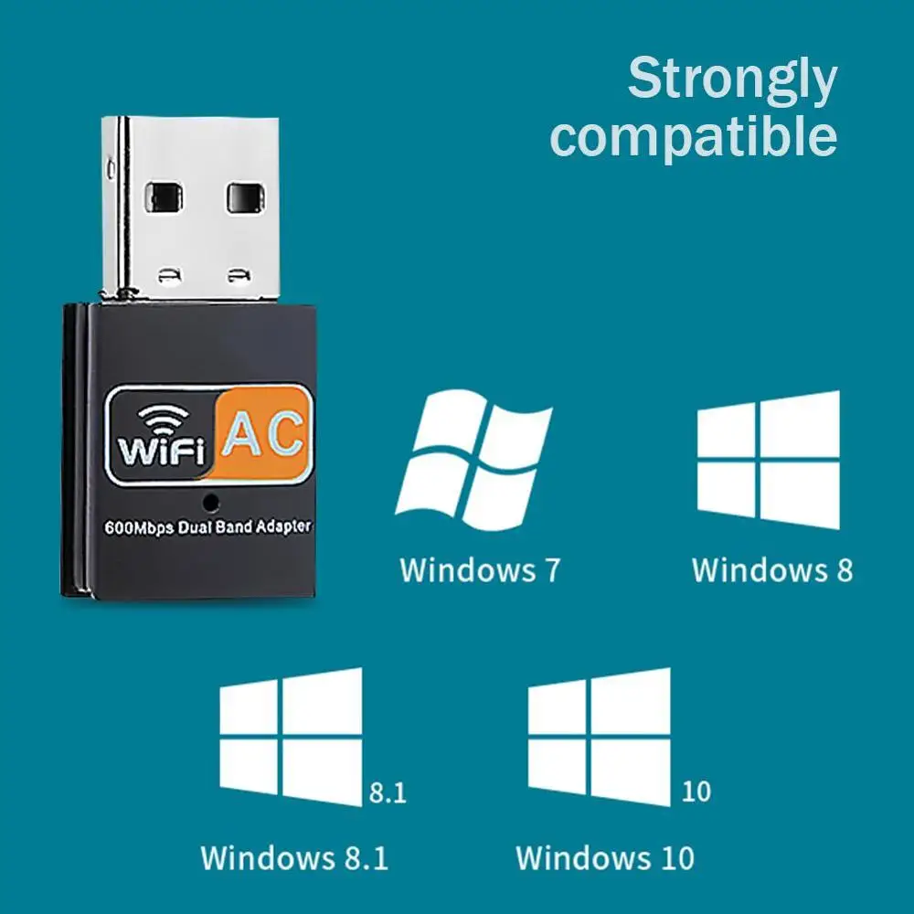 Беспроводной USB WiFi адаптер 600 Мбит/с ПК сетевая карта 2,4+ 5G двухдиапазонный приемник 600 Мбит/с Высокоскоростная передача 11AC Двухчастотная