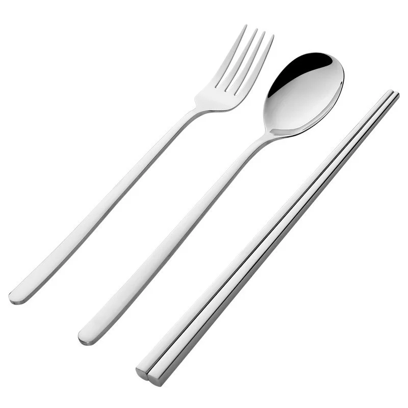 

304 stainless steel portable Japanese and Korean knife fork spoon dinnerware set Student cutlery
