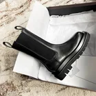 Новые женские ботинки челси на толстой подошве в британском стиле из искусственной кожи Водонепроницаемые ботинки средней длины Нескользящие износостойкие ботинки для инструментов