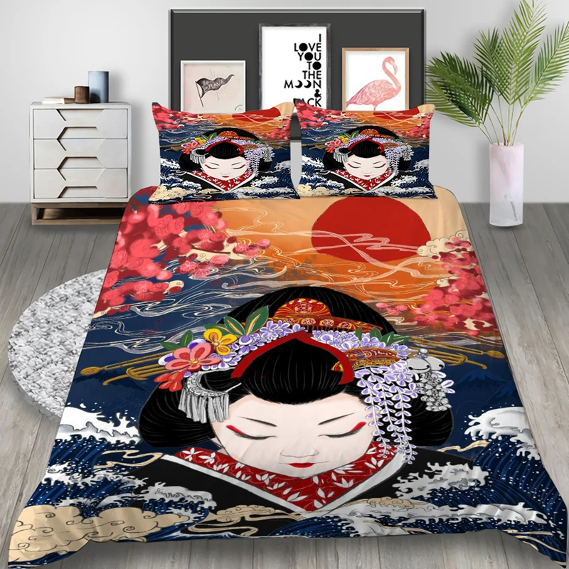 Новое поступление японский комплект постельного белья Ukiyoe с 3D принтом