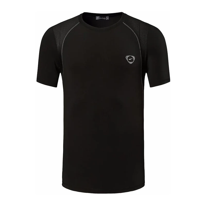 

jeansian Men's Sport Tee Shirt Tshirt T-shirts Tops Running Gym Fitness Workout Football Short Sleeve Dry Fit LSL027 Black