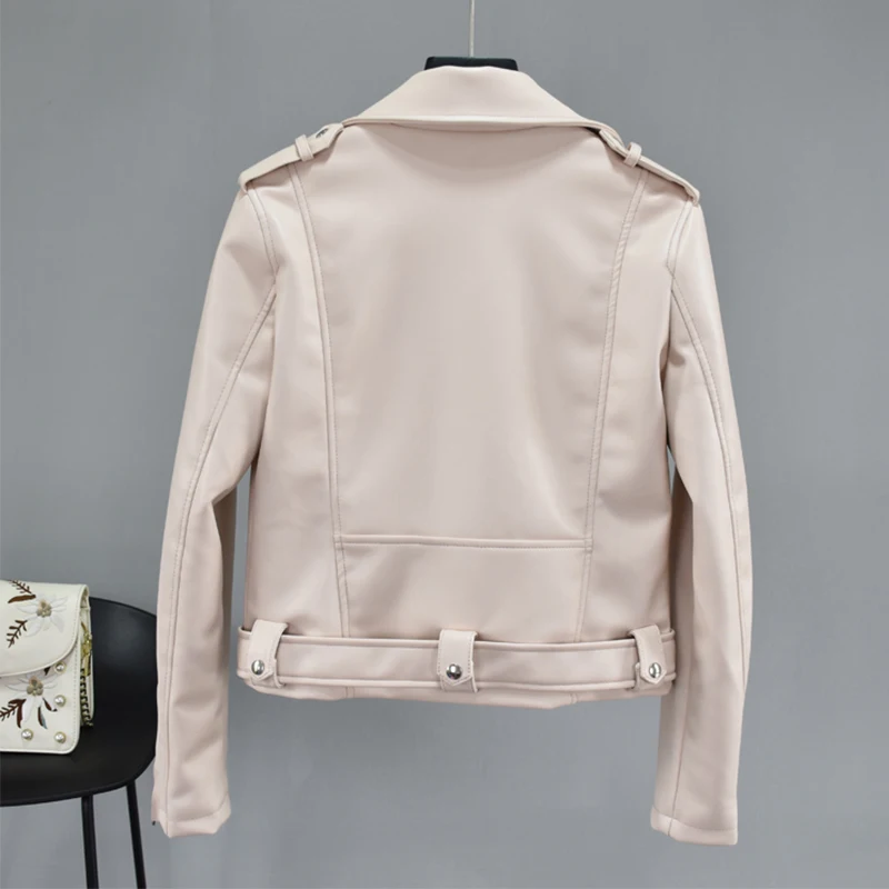 FTLZZ Женская Осенняя искусственная кожаная куртка с застежками-молниями базовое