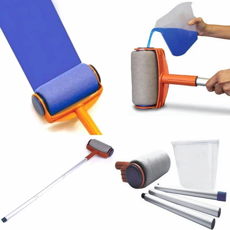 

5Pcs/set Brush Handle Room Wall Painting Runner Paint Roller Flocked Edger Paint Roller