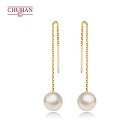 chuhan 18k gold freshwater pearl ear line women earrings fashionable exquisite ear line summer beach party jewelry accessories