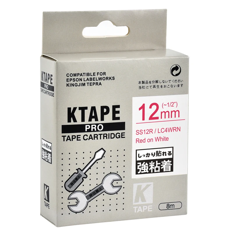 Лента для принтеров этикеток Epson KingJim красно-белая совместимая с SS12R детская лента