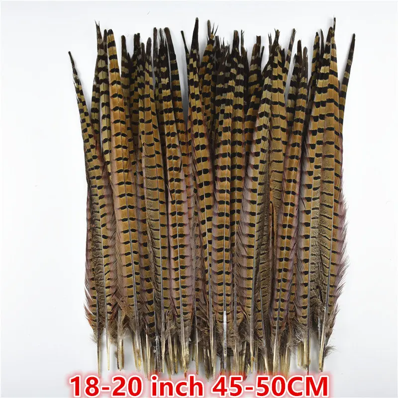 45-50CM 18-20Inch 25-75 см 10-3" натуральные Колечки перья из хвоста фазана для рукоделия Свадебные украшения DIY Декор натуральные перья, пух - Цвет: 45-50CM 18-20Inch