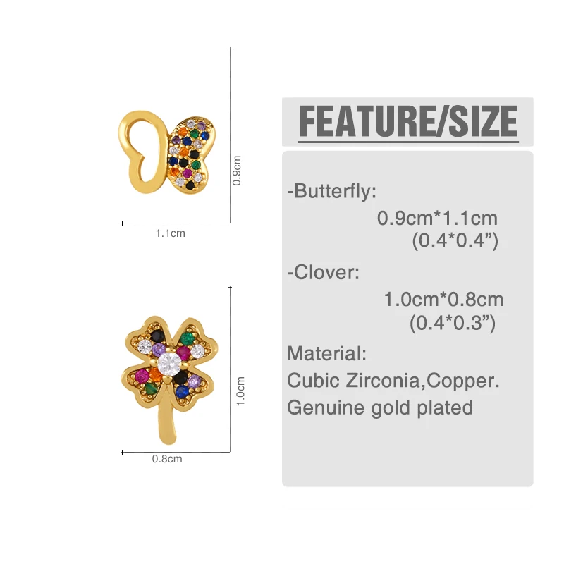 Корейский Кристалл Бабочка Серьги гвоздики кубический цирконий горный хрусталь