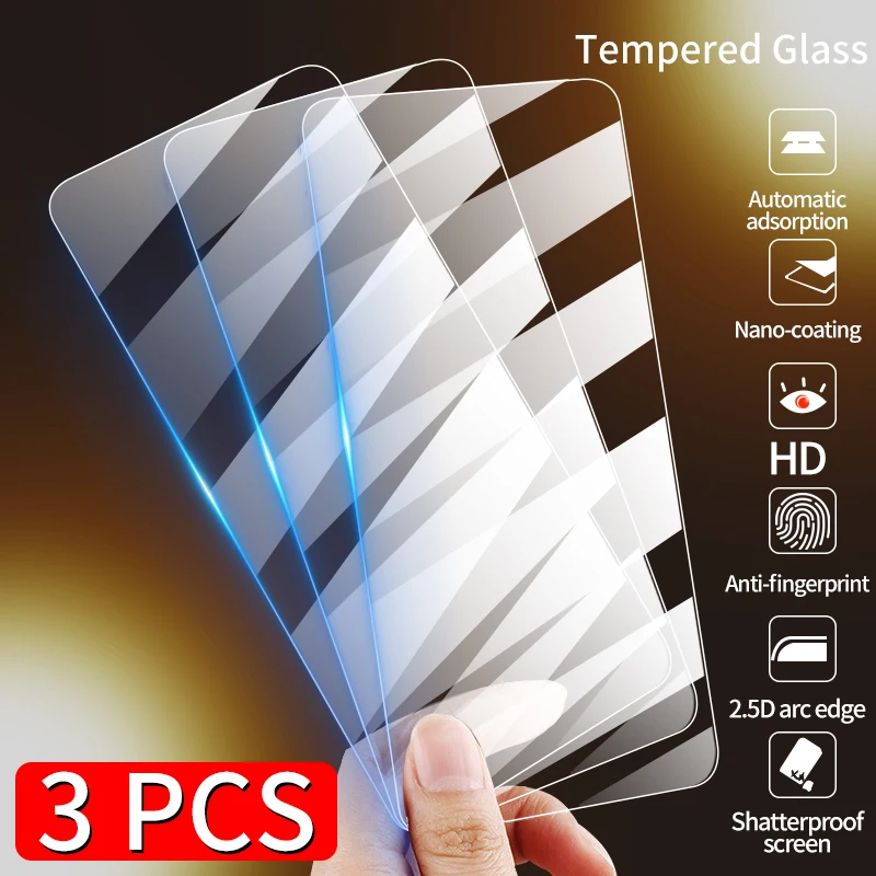 

3Pcs Full Cover Tempered Glass For iPhone 12 MINI 11 Pro X XS Max XR Screen Protector Glass For iPhone 7 8 6s 6 Plus 5S SE 2020