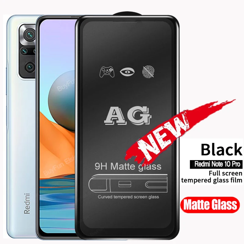 Закаленное стекло AG для Xiaomi Redmi Note 10 Pro полностью клеящаяся матовая пленка