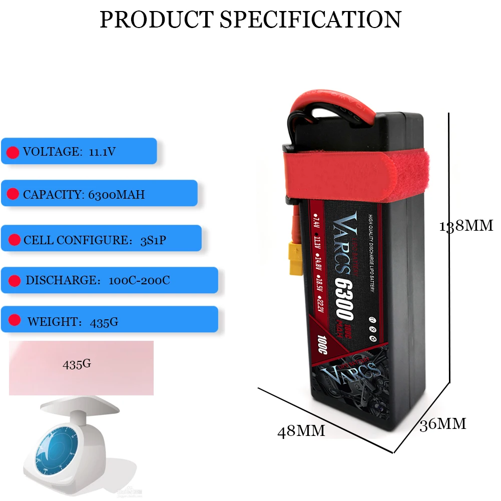 VARCS 4S 3S 2S Lipo Battery 7.4V 11.1V 14.8V 6300mAh 6800mAh 7000mAh 7500mAh for RC 1/10 Buggy Truggy Truck Arrma 8S Quadcopter enlarge