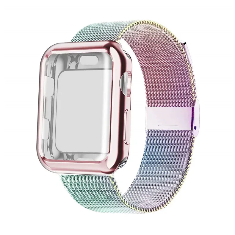 Чехол+ ремешок для apple watch band Mlianese Loop apple watch 4 3 band 42 мм 38 мм iwatch band 44 мм 40 мм correa pulseira bracelet - Цвет ремешка: colorful