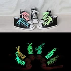 Светящиеся флуоресцентные шнурки, светящиеся кроссовки, плоские шнурки из парусины светящиеся полые тканые шнурки