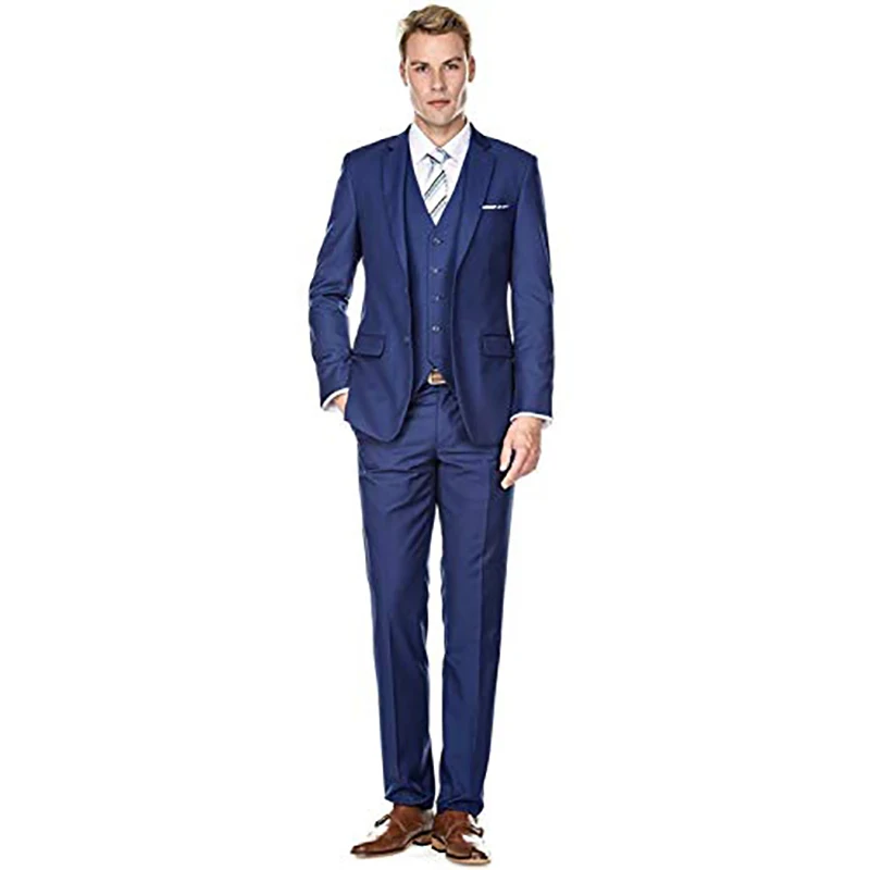 

Men's Classic Business Suits 3 Piece Slim Fit Jacket Vest Pants Sets 2 Buttons Solid Color Tuxedo Formal Office Blazer Masculino
