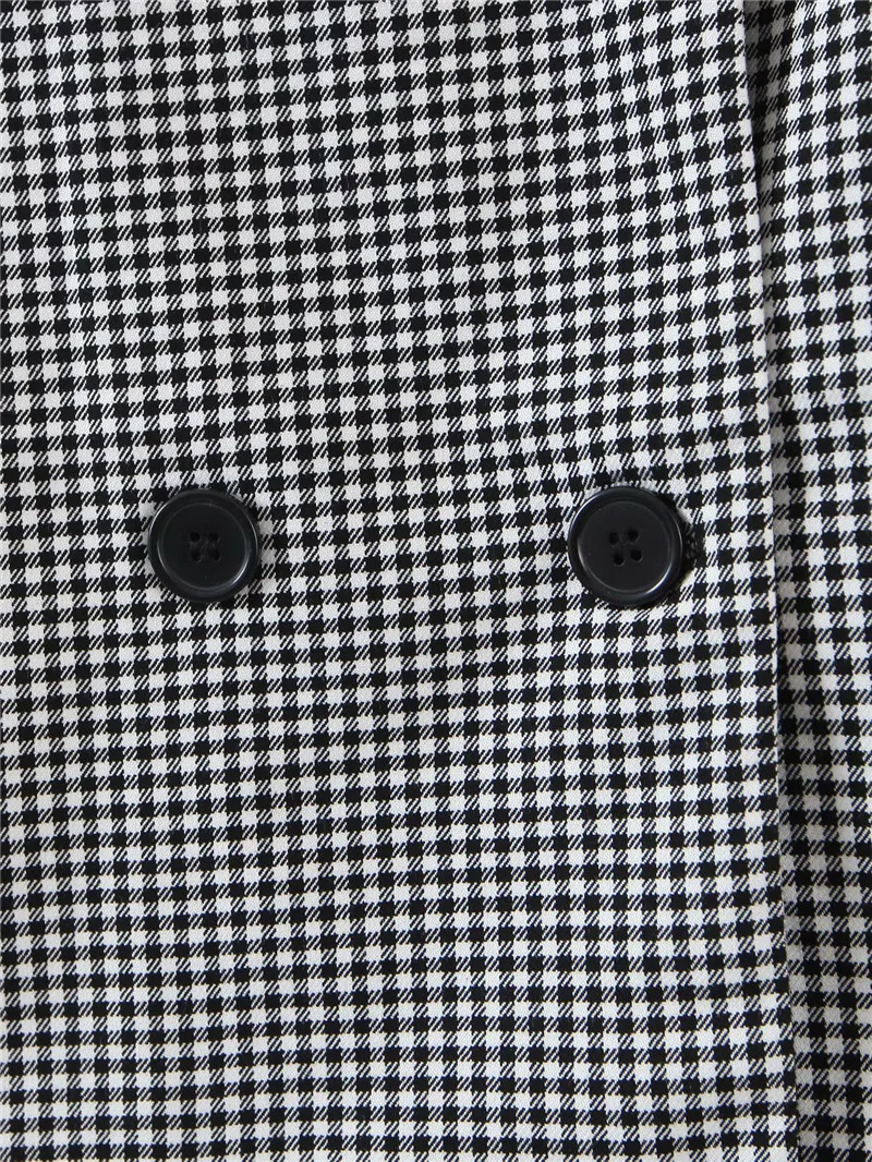 

TMODA1670 2021 Autumn Women Plaid Houndstooth Long Vest Coat with Belt Office Ladies Waistcoat Sleeveless Blazer Elegant Tops