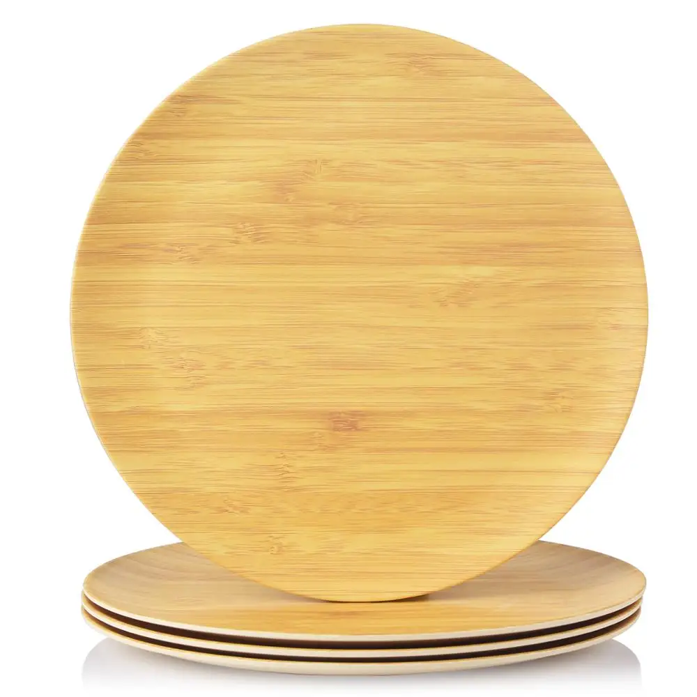 Высококачественная бамбуковая тарелка Бамбуковая с зернистым узором посуда