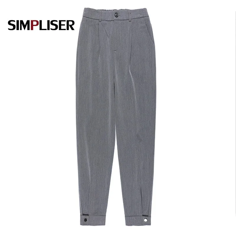 Женские Костюмные брюки 2020 серые черные офисные до щиколотки женские шаровары с