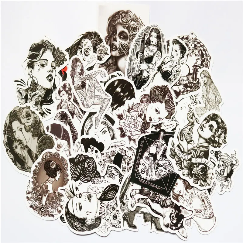 TD ZW 68 шт. черно белые Стикеры для девочек наклейки сноуборда ноутбука багажа