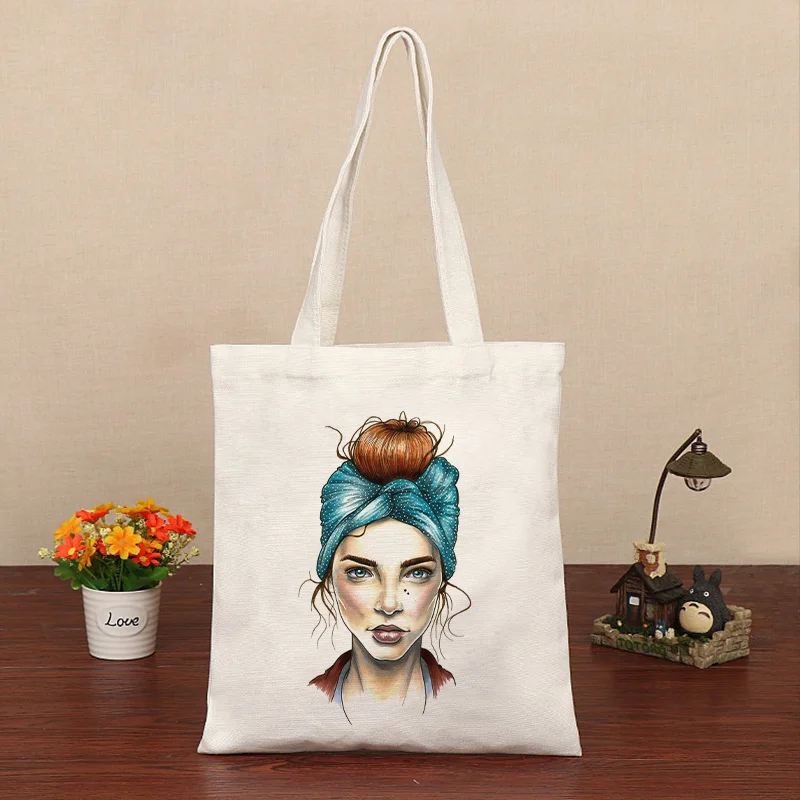 Летние модные холщовые сумки на плечо для девушек и женщин с принтом