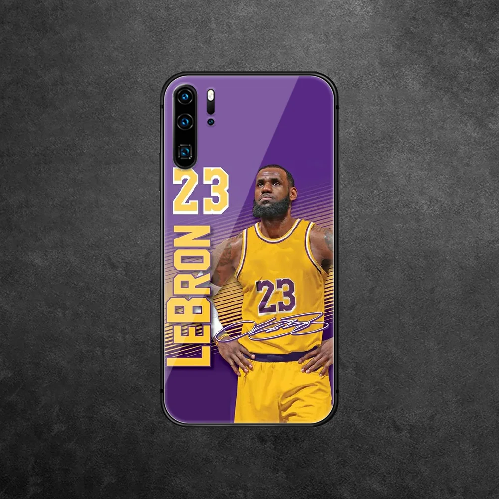 

LeBron King James 23 Tempered Glass Phone Case Cover For Huawei Honor Mate P 7 8 9 10 20 30 40 A X I Pro Lite Smart 2019 Black