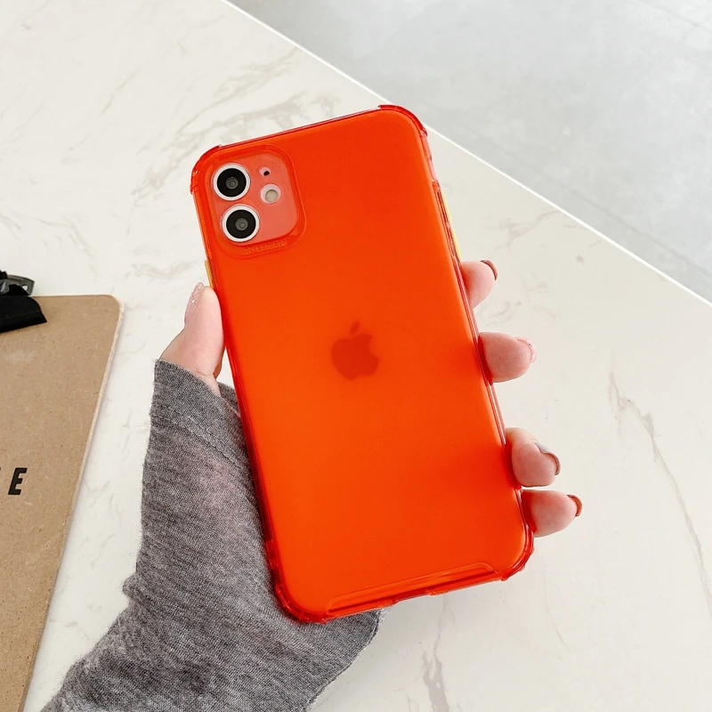 Неоновый флуоресцентный однотонный чехол для телефона iPhone SE 2020 11 Pro Max мягкий
