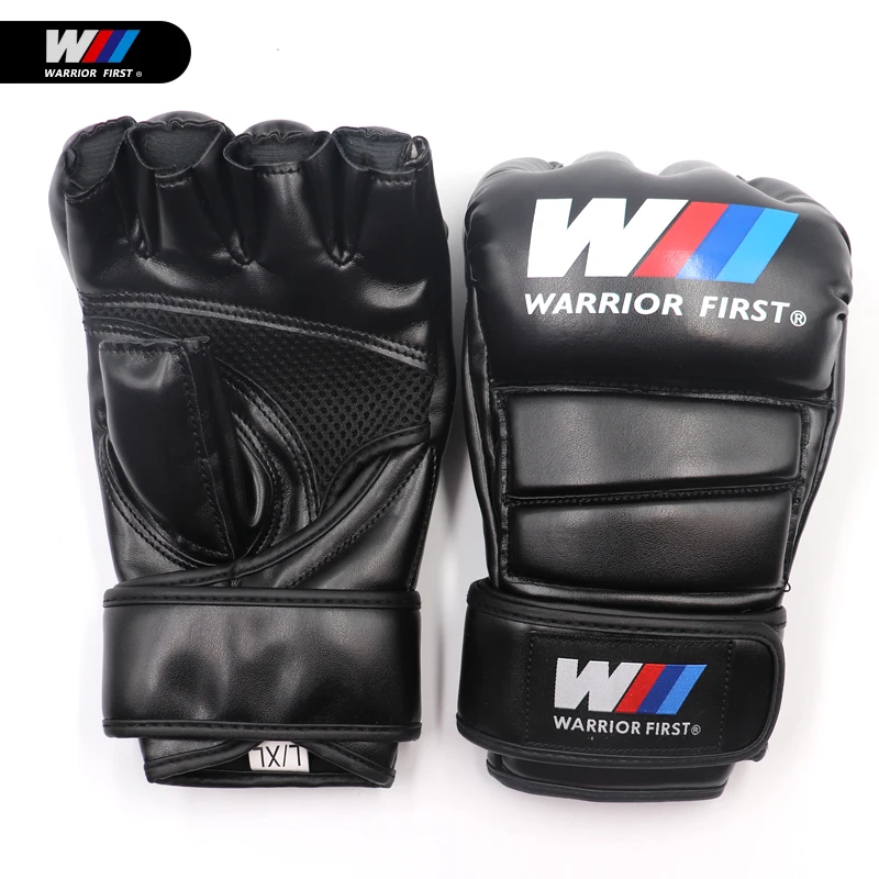 

Half Finger Boxing Gloves PU Leather MMA Fighting Kick Boxing Gloves Karate Muay Thai Training MMA Gloves S/L Size
