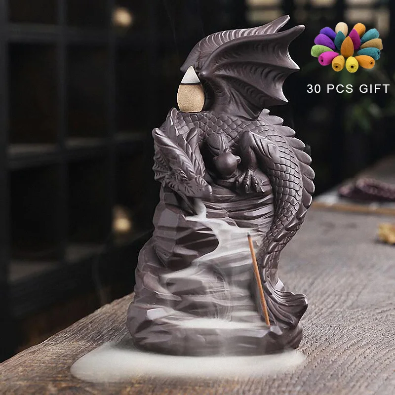 

PINNY Ceramics Pterodactyl Backflow Incense Burner Dragon Statue Sandalwood Censer Home Decoration Accessories