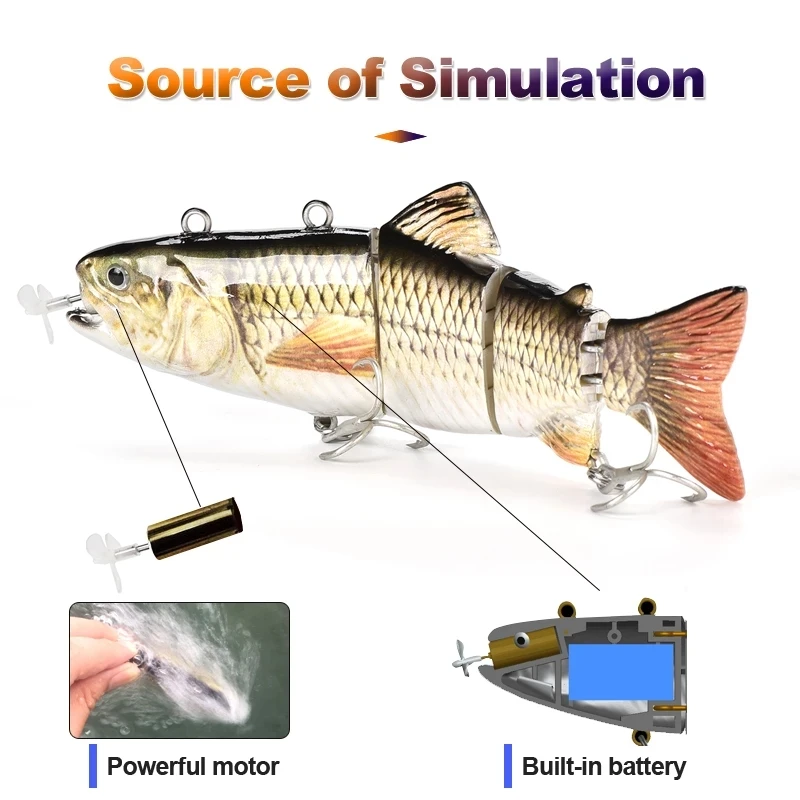 

Robotic Swimming Lures Fishing Auto Electric Lure Bait Wobblers For 4-Segement Swimbait USB Rechargeable Flashing LED light