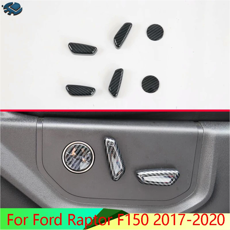 

For Ford Raptor F150 2017-2020 Car Accessories Carbon Fiber Style Interior Inner Seat Adjustment Switch Knob Button Cover Trim