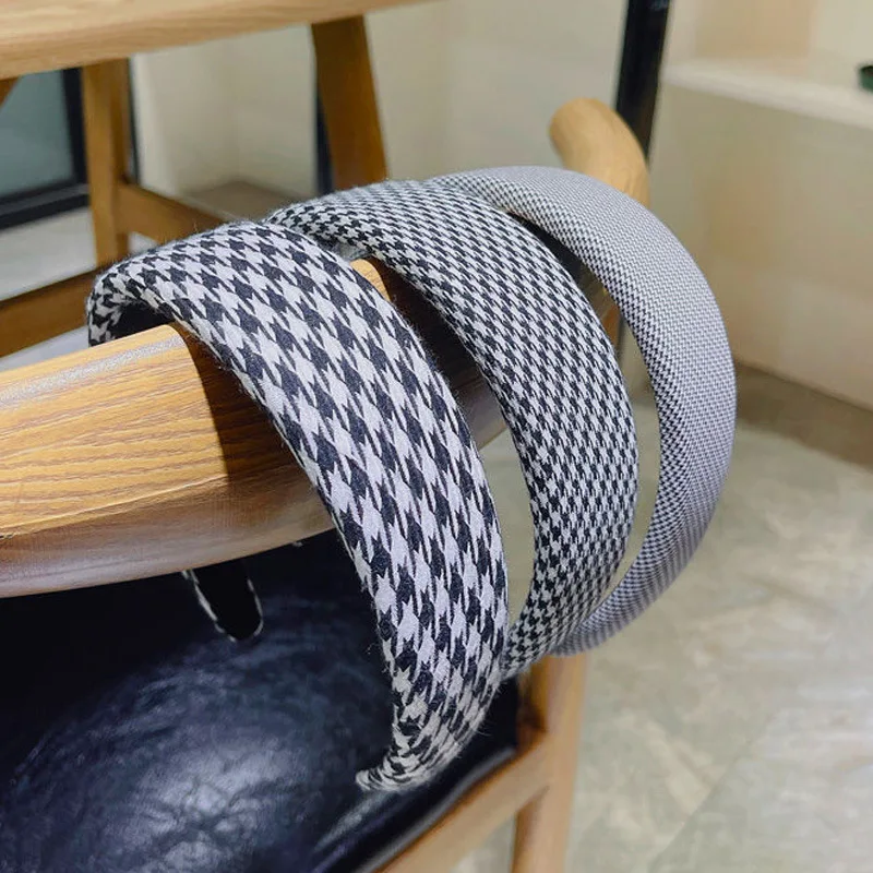 

Fashion ClassicBlack And White Check Wide Headband Shower Hair Bands For Women Girl Headwear Hair Accessories