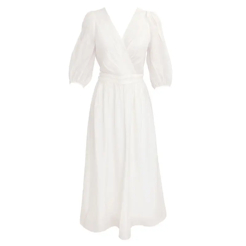 

Summer French Retro Dress Women Elegant Puff Sleeve Korean Dress Female Office Lady Casual V-neck Chiffon Fairy Dress 2021 New