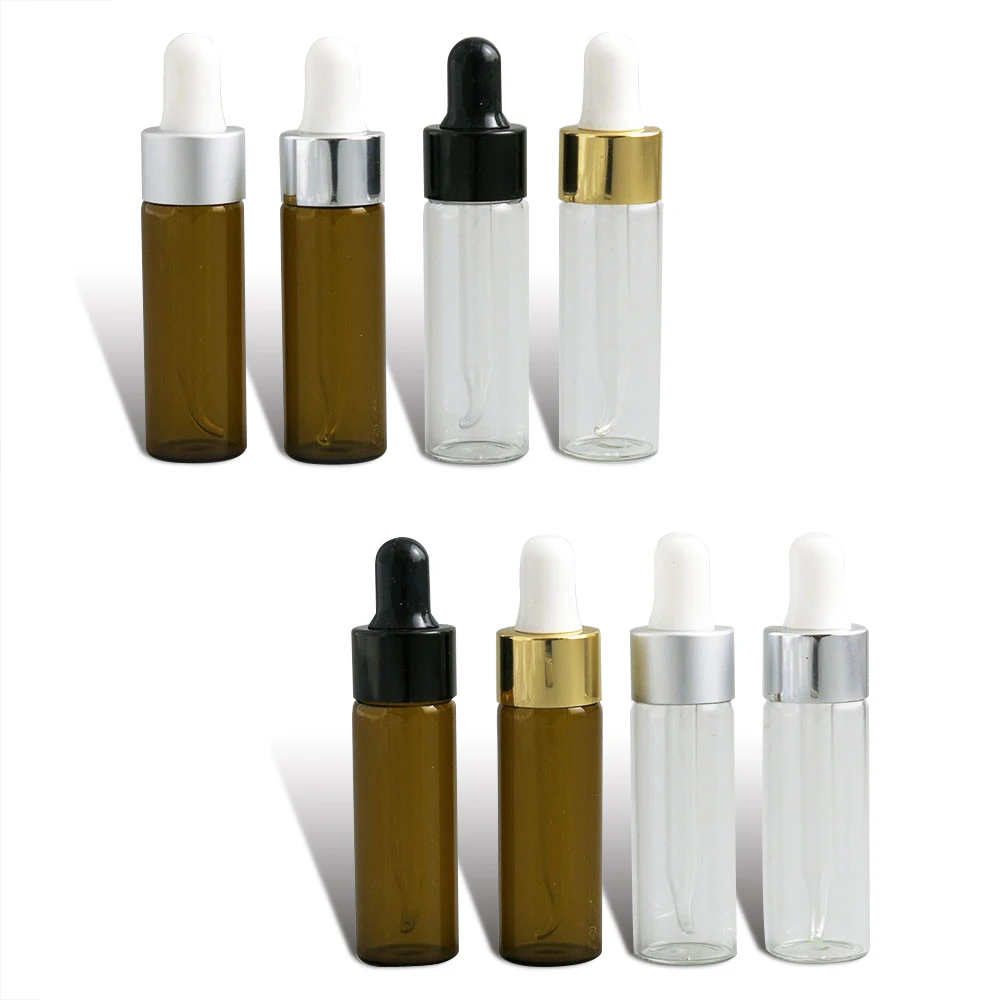 Emptpy-botella de cristal con cuentagotas para aceites esenciales, frascos de pipeta líquida de 1/3oz, embalaje cosmético ámbar, 10ml, 15ml, 50 unidades