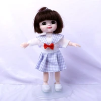 bjd doll with blue dress 13 movable joints doll 6 inch makeup cute brown blue eyeball dolls with fashion dress for girls toy