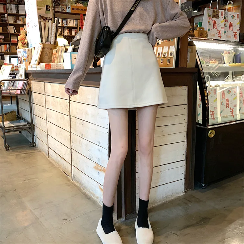Женская мини-юбка Kawaii, одноцветная, универсальная, простая, Harajuku, корейская мода, высокая талия, юбки для женщин, s, а-силуэт, женская уличная одежда, мягкая