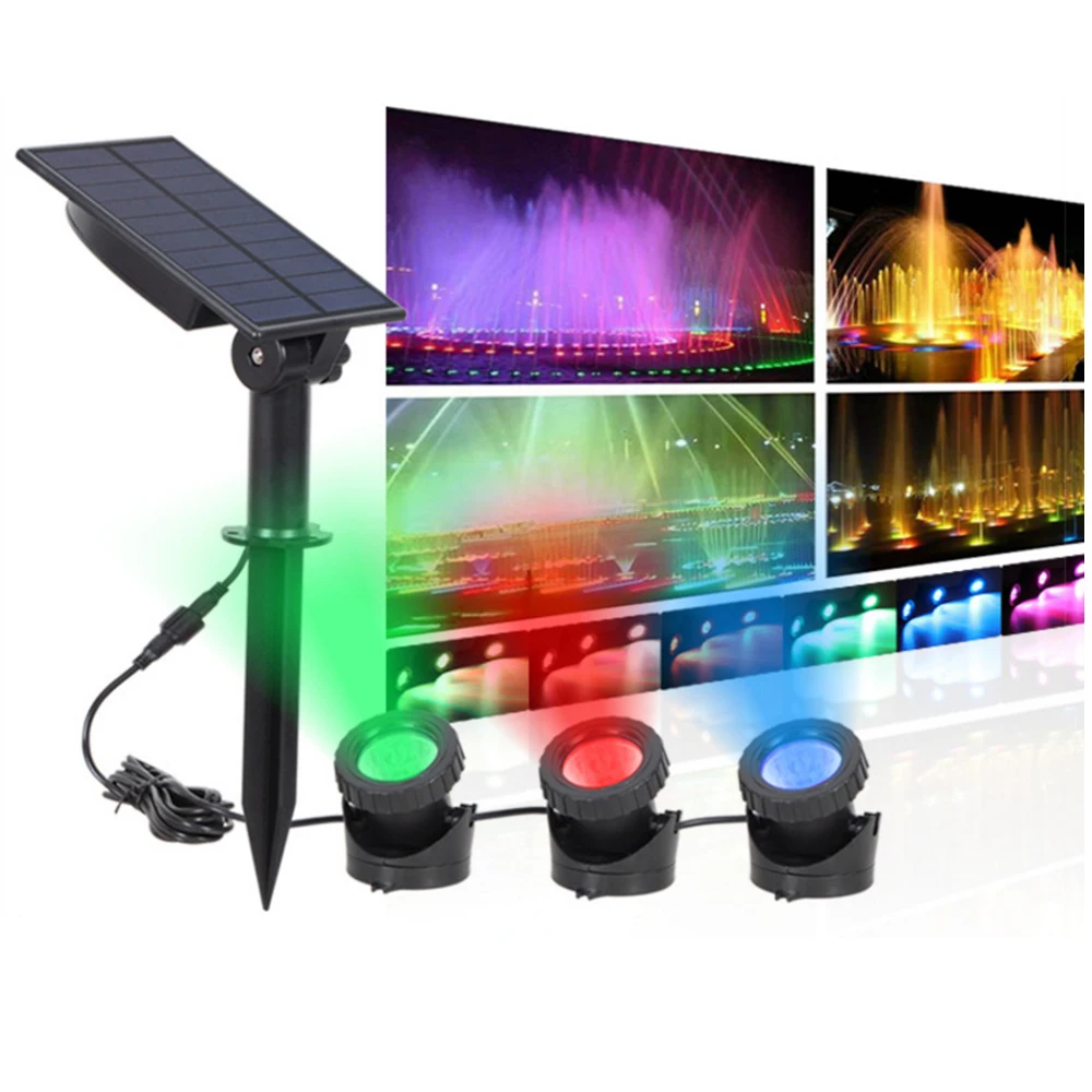 Подводный RGB светильник на солнечной батарее для газона уличный светодиодный