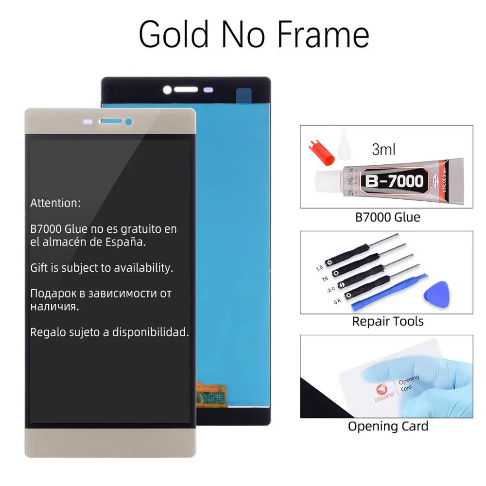 No Frame Gold Дисплей для HUAWEI P8 GRA L09 gra-l09 gra-ul10 LCD в сборе с тачскрином на рамке 5.2'' черный белый золото - Цвет: No Frame Gold