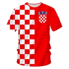 S-7XL футболка на заказ для мужчин и женщин, Хорватия, футбольные майки, спортивные летние топы, красная, белая сетка, 3D принт, футбольный мяч, фитнес-футболки