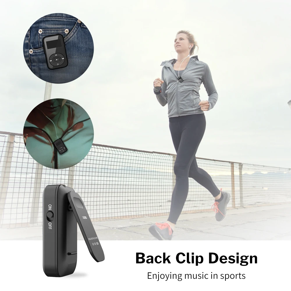 Deelife Спортивный MP3 плеер Bluetooth с зажимом, FM радио, повязка на руку, портативный мини MP 3, музыкальный плеер для бега, спортивный MP3-Player